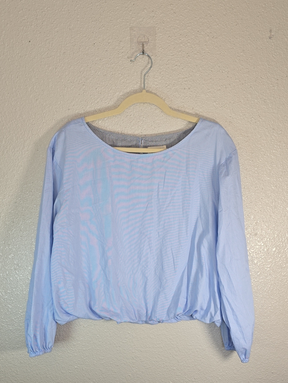 Maeve Light Blue Women's Long Sleeve Boatneck Top